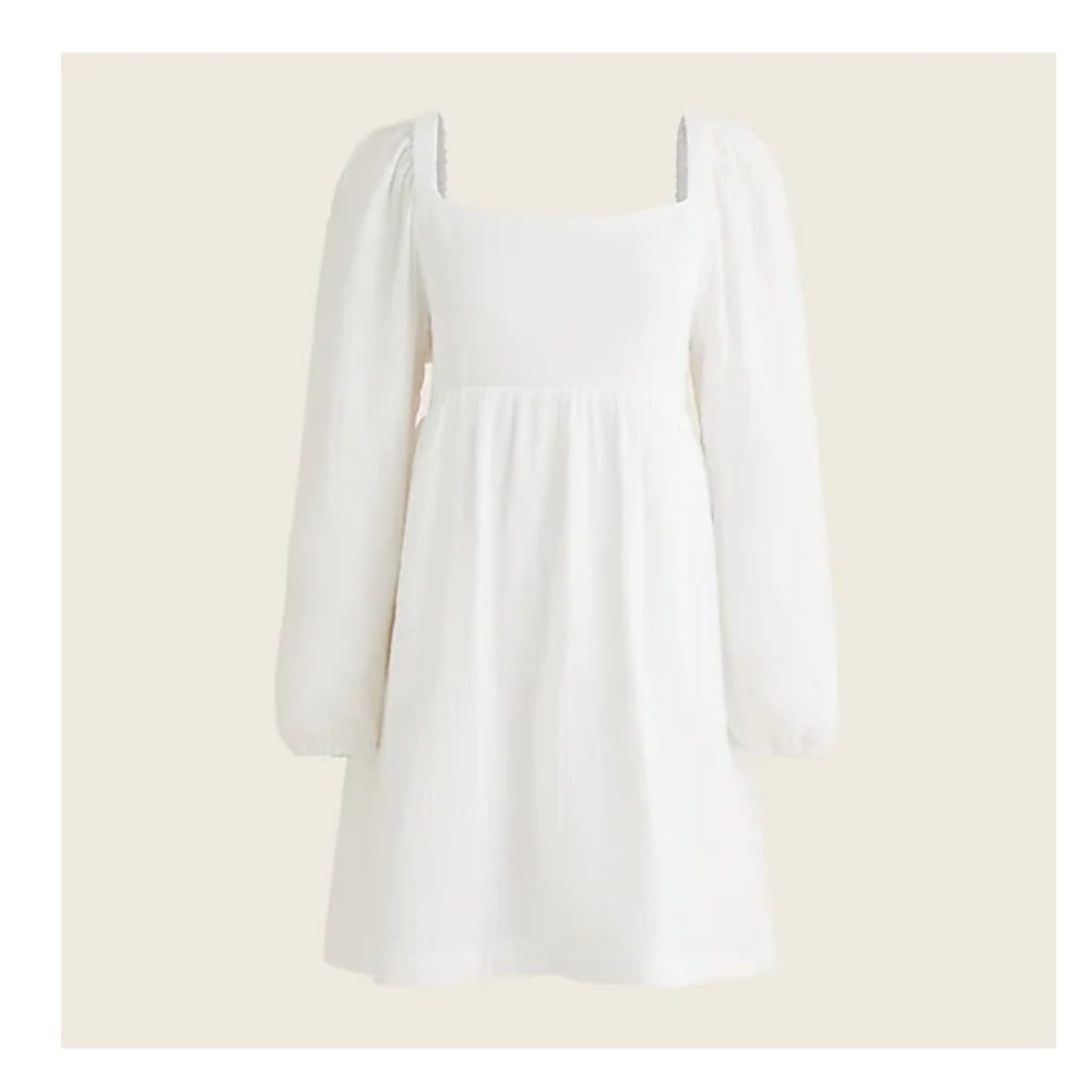 J. Crew White Gauze Square Neck Mini Dress NWT M Bridal Beach Wedding Coastal